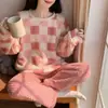Conjunto de Pijama para Mujer Transfronterizo, Cardigán Largo Grueso de Coral Fleece Espeso para Invierno, Ropa de Casa de Franela que se Puede Usar Afuera