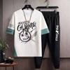Novo terno de seda com degradê de secagem rápida, camiseta masculina de manga curta, shorts casuais de verão, esportivos, duas peças, atacado de fábrica