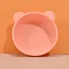 Novo prato de urso de desenho animado para crianças, silicone de grau alimentício, resistente a quedas, à prova de calor, louça integrada com ventosa para bebê