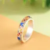 Ciervo Dorado Rey Plata Pura Chapado en Oro Esmalte Elefante de la Suerte Moda Artística Diseño en Capas Anillo de Plata Pura 999