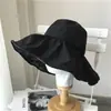 Sombrero Japonés de Protección Solar UV para Mujer, Sombrero de Pescador de Ala Ancha Estilo Coreano, Sombrero de Sol Anti-UV, Sombrero de Sol Negro de Goma para Cubrir la Cara de Verano