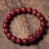 Pulsera Pixiu de Arena Púrpura Cruda de Alto Contenido Natural con Pan de Oro, Pulsera Pixiu de Tres Taeles de Cinabrio Rojo, Cinabrio al por Mayor