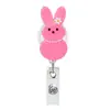 Porta credencial de conejo, porta credencial retráctil de animal, credencial de trabajo, Pascua, enfermera, empleado de fábrica, clip retráctil, fácil de usar