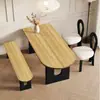 Mesa de Comedor tipo Isla Estilo Francés Mediados de Siglo con Sillas para Uso Doméstico, Mesa de Comedor Semicircular Montada en la Pared para Apartamentos Pequeños, Mesa Larga para Negociación y Recepción