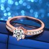 Anillo personalizado transfronterizo con diamantes de oro rosa, anillo de bodas de imitación, zapato alto para mujer, anillo clásico de diamantes de lujo de seis garras.