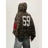 Sudadera con capucha con cremallera de marca moderna estilo americano, estilo pareja, moda urbana, fresca y casual, corte holgado, camuflaje, chaqueta con cremallera vintage