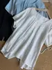 Top de lino simple de manga corta, cuello redondo, versátil, para mujer talla grande, para verano, corte holgado, adelgazante y que disimula la barriga, adecuado para mujeres petite, en blanco
