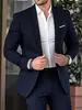 Jaqueta de Terno Masculina Elegante para Comércio Exterior, Em Estoque Transfronteiriço, Cor Sólida, Tamanho Plus, Traje Formal, Corte Slim, Terno Masculino da Moda