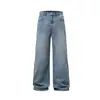 Nuevos jeans de estilo americano 2026, lavado, corte limpio, holgados para hombre, marca de moda, versátiles, rectos, corte A, hasta el suelo