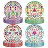Bp040 Platos de Papel con Patrón de Fiesta Mexicana Set de Fiesta Navideña para 8 Personas Platos de Papel Desechables Decorativos
