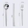Juego de vajilla estilo occidental: juego de tres piezas de cuchillo y tenedor para bistec, cuchara de postre para uso doméstico, palillos, mango largo de acero inoxidable, estilo moderno de lujo ligero ins