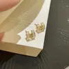 Brincos de Zircônia com Letra H Estilo Coreano ins High-end Leve Luxo Brincos Banhados a Ouro Real Agulha de Prata Moda Brincos OL Atacado