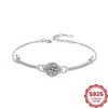 Pulsera de Plata 925 de Alta Gama con Circonita para Mujer con Fila de Diamantes Redondos y Cadena Extensora, Regalo de Joyería para Niñas, Accesorio de Mano de Media Pulsera