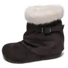 Botas de nieve retro cálidas de suela gruesa para mujer, colección otoño/invierno 2026, con detalles de hebilla, caña corta, forro esponjoso, casual y versátiles, botas de algodón de moda para mujer