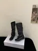 Botas Cuadradas Vintage Arrugadas para Otoño/Invierno 2026 con Aumento Interno de Altura de 4CM, Botas de Caña Media de Nicho, Botas de Tacón Cuña de Doble Uso