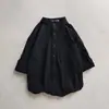 Camisa de Manga Corta para Hombre, Camisa Trendy de Media Manga Estilo Coreano, Camisa Fresca y Holgada con un Toque Estilo Hong Kong y Estilo Japonés, Manga Tres Cuartos