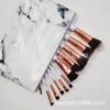 Juego de Brochas de Maquillaje al Por Mayor en Stock Listo del Fabricante Patrón Mármol 5-10 Piezas Portátil Soporte para Lápices Bolsa de PU Juego de Brochas~
