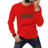 Suéter Masculino Estampado Outono e Inverno Pulôver Top Camisa Base Slim-Fit Camada Interna e Externa Manga Longa Gola Redonda Tendência Top Masculino