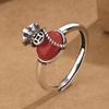 Bolsita Retro Teñida de Negro para Manualidades, Monedero, Anillo de Ágata Roja del Sur, Femenino, Personalizado, Abertura para Monedas de Cobre, Anillo Ajustable