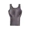 Top Elástico Ajustado sin Mangas para Mujer, Chaleco Cálido Todo en Uno de Terciopelo de Cordero con Almohadilla en el Pecho, Camiseta de Tirantes de Moda para Llevar Debajo