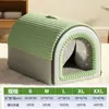 Cama para gato para otoño e invierno, cálida y adecuada para todas las estaciones, cama portátil para mascotas para perros pequeños y medianos, semicerrada y plegable