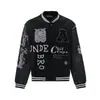 Chaqueta de Béisbol de Cuero PU con Manga Bordada de Letras Pesadas para Hombre, Abrigo Holgado con Bloques de Color de la Alta Calle Americana para Primavera y Otoño