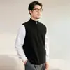 Chaleco de Cachemira para Hombre 100% Cachemira Pura de Cabra Otoño Invierno Nuevo Estilo Moda Cremallera Cuello Alto Tejido Casual Cálido Chal