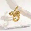 Anel Malt Europeu e Americano Transfronteiriço em Formato de Cobra de Aço Titânio Aço Inoxidável com Design Aberto, Joia Personalizada de Luxo Leve para Mulheres