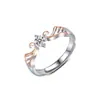 Anillo pareja Plata Esterlina abierto ajustable anillo para hombre y mujer separación de color anillo alas de ángel simple regalo de San Valentín