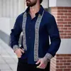 2025 Nova Moda Casual Versátil Elegante de Alta Qualidade Camisas Masculinas de Manga Longa com Estampa 3D para Exportação Europeia e Americana