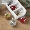 Bola de Natal Enfeite de árvore de Natal Bola de Natal de vidro transparente Floco de neve Bola de Natal brilhante Decoração de Natal Bola pendurada com lantejoulas Embalada em caixa
