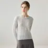 Suéter de punto para mujer, mezcla de seda y cachemira, cuello redondo, tejido grueso de siete puntos, manga larga, con diseño trenzado, adecuado para usar en capas, nuevo estilo otoño e invierno