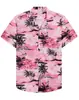 Camisa Hawaiana con Dibujos Animados Impresión 3D Cuello Redondo Manga Corta Sin Planchar Camisa para Hombre Top Casual