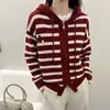 Cárdigan Suéter de Punto Rayado para Mujer de Otoño con un Diseño Único y de Alta Gama, Chaqueta Top Nuevo Estilo 2025