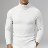 Suéter de cuello alto para hombre de otoño/invierno transfronterizo europeo y americano, top de punto casual de manga larga, capa base de punto de ochos de color liso cálido