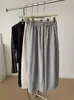 Pantalones casuales de pierna ancha, cropped, de cintura alta, favorecedores de la figura, estilo coreano para mujer, colección otoño 2026, con cordón, bolsillos y diseño de color liso, con una ligera curva en el dobladillo