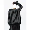 Bloque de Color Otoño Media Botonadura Rayas Tejido Unisex Moda Trendy Alto Diseño Streetwear Holgado Casual Manga Larga