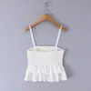 Al por mayor Verano 2026 Nuevos Productos Estilo Europeo y Americano Ropa para Mujer Blanco Cuadros Plisado Pequeño Top de Tirantes 26943