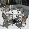 Juego de Mesa y Sillas de Exterior Estilo Francés para Jardín, Patio de Ocio, Balcón para Cafeterías y Tiendas de Té con Leche, Juego de Mesa y Sillas de Mimbre Vintage para Exteriores