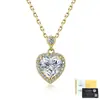 Collar de Plata S925 con Forma de Corazón para Mujer con Colgante de Corazón de Moissanita, Cadena para Clavícula de Lujo Ligero de Nicho de Gama Alta al por Mayor