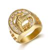 Anillo Vikingo de Estilo Europeo y Americano con Cabeza de Caballo y Diamante Blanco Personalizado Incrustado Anillo para Hombre Joyería de Oriente Medio Nuevo Producto Transfronterizo