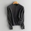 Cárdigan de Cachemira para Mujer 100% Cachemira Pura Otoño Invierno Nuevo Cuello Redondo Manga Larga Tejido Base Suéter Abrigo