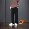 Pantalones Casuales Gruesos de Pana con Felpa Plus para Hombre, Otoño Invierno, Modernos, Cómodos, para el Trabajo, Holgados, Pierna Recta, Largos