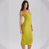 Vestido de Bandage Verde Hierba Sexy de Tirantes Finos Bajos de Yizhilian, Largo Elegante Bodycon Ceñido a la Cintura para Fiesta para Mujeres