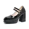 Zapatos Mary Jane para Mujer Primavera y Otoño Nuevo Charol Tacón Grueso Tacón Súper Alto Plataforma Impermeable Doble Hebilla Tacones Altos para Mujer Zapatos de Mujer con Suela Gruesa