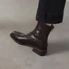 Botines finos de suela blanda negros, nueva colección otoño/invierno 2026, botines de moda versátiles de punta cuadrada, botines cortos con tacón grueso para adelgazar para mujer