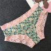Estilo Marinho # Bonito Listrado Gelo Seda Confortável Alta Elástica Cintura Baixa Calcinha Leite Seda Calcinha Lace