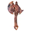 Estilo Étnico Madeira de Jujuba Natural Atingida por Raio Atacado Machado Cabeça de Dragão Ornamento de Arma Ritualística Taoísta Ordem dos Cinco Trovões Machado Grande de Madeira de Jujuba