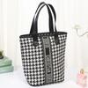 Bolso Bandolera Estilo Tweed Bolsa de Cosméticos Ins Lona con Patrón de Espiga Forma de R Bolso de Viaje Bolso de Tocador para Cosméticos Bolso de Mamá