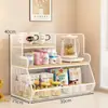 Prateleira de lanches para mesa, caixa de armazenamento de grande capacidade em várias camadas para sachês de café e chá, porta-copos para escritório, prateleira de material de ferro e madeira